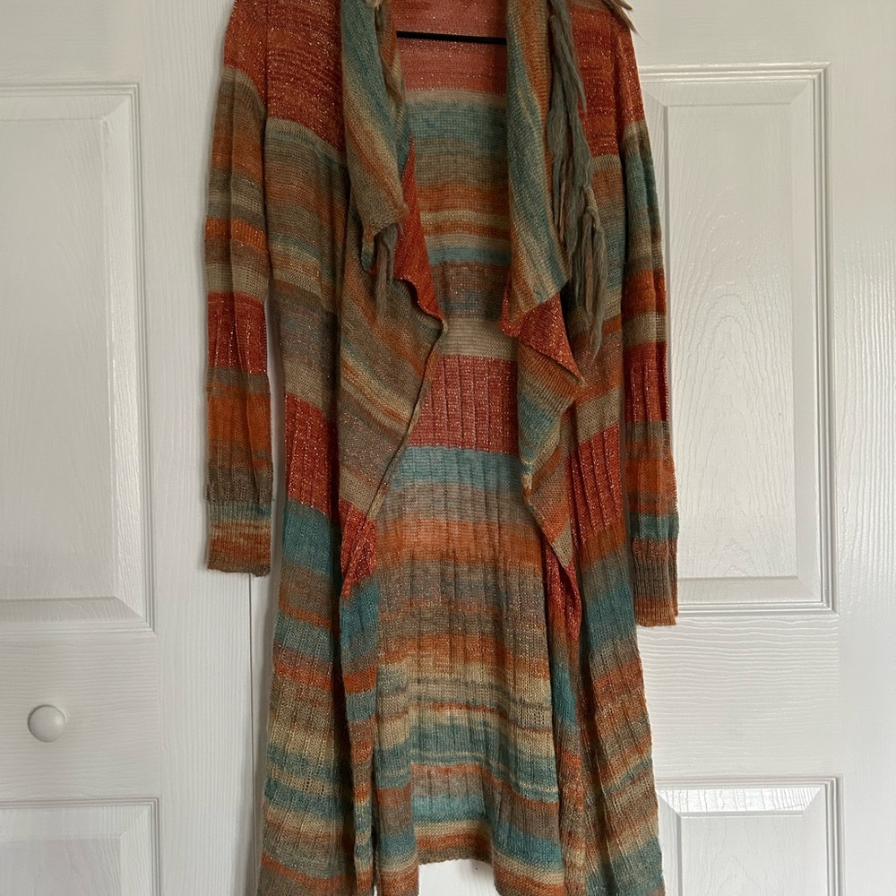 Cardigan from Europe multi color with some gold thread